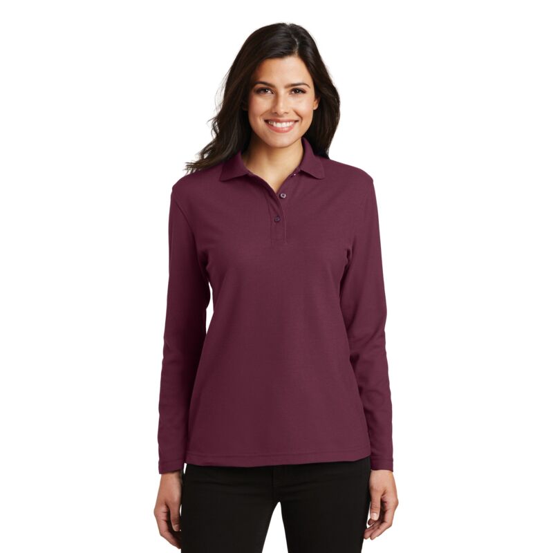 Ladies Silk Touch Long Sleeve Polo Thumbnail