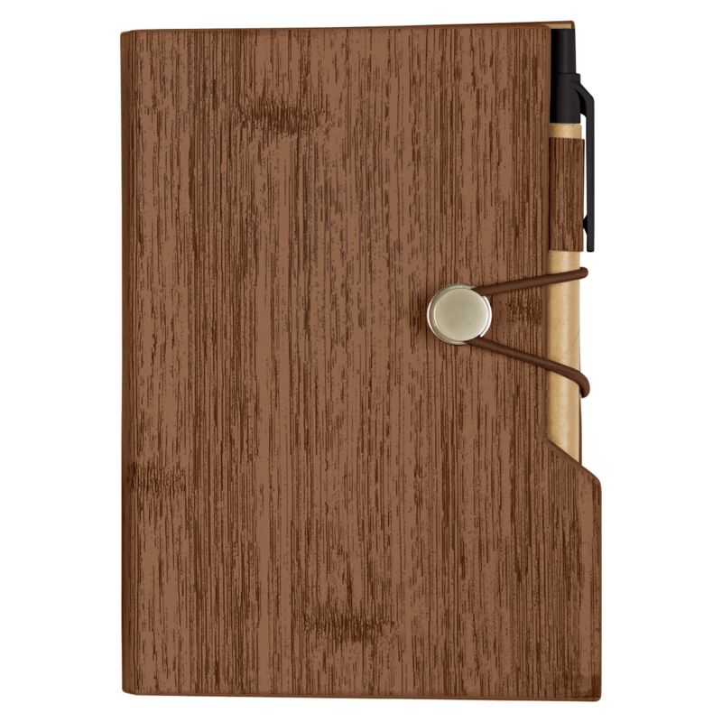 Woodgrain Look Notebook With Sticky Notes And Flags Thumbnail