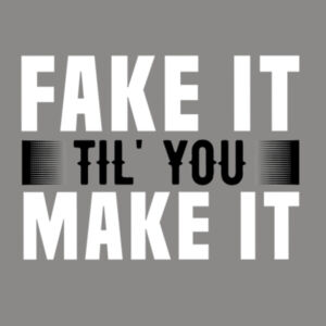 Fake It Till You Make It (White and Metallic Black) - Ladies Favorite 50/50 Blend V Neck Design