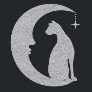 Moon Cat (Metallic Silver) - Ladies Favorite 50/50 Blend V Neck Design