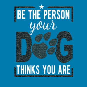Be the Person Your Dog Thinks You Are (White and Metallic Black) - Ladies Favorite 50/50 Blend V Neck Design