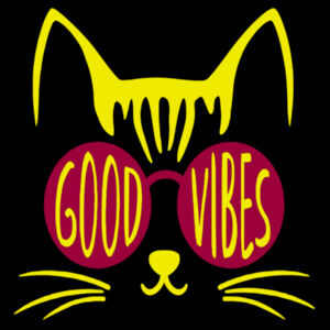 Good Vibes Cat - Women's Premium Cotton T-Shirt Design