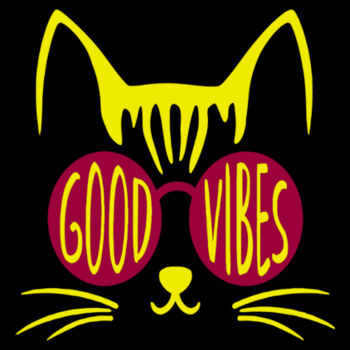 Good Vibes Cat - Women's Premium Cotton T-Shirt Design