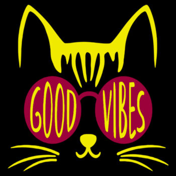 Good Vibes Cat - Unisex Premium Cotton T-Shirt Design