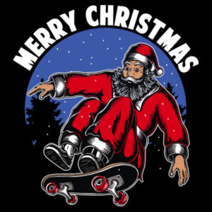 Skateboarding Santa - Unisex Premium Cotton T-Shirt Design