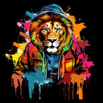 Colorful Cool Lion - Unisex Premium Fleece Crew Sweatshirt Design