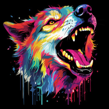 Colorful Howling Wolf - Women's Premium Cotton T-Shirt Design