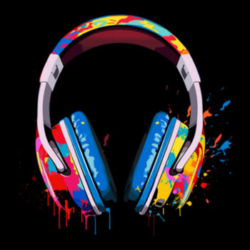 Headphones - Unisex Premium Cotton T-Shirt Design