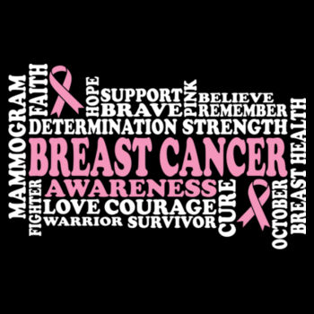 Breast Cancer Awareness Word Art - Unisex Premium Cotton T-Shirt Design
