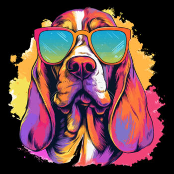 Basset Hound With Glasses - Unisex Premium Fleece Hooded Sweatshirt Design