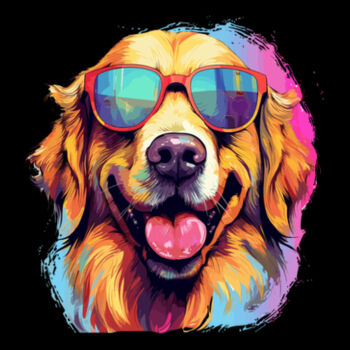 Golden Retriever With Glasses - Women's Premium Cotton T-Shirt Design