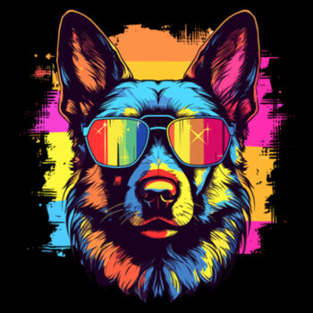 German Shepherd With Glasses - Unisex Premium Fleece Crew Sweatshirt Design