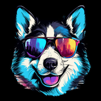 Siberian Husky With Glasses - Unisex Premium Fleece Crew Sweatshirt Design