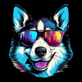 Siberian Husky With Glasses - Unisex Premium Cotton Long Sleeve T-Shirt Design