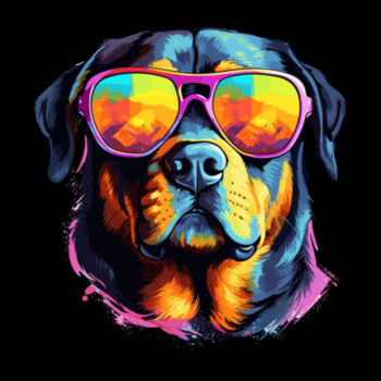 Rottweiler With Glasses - Unisex Premium Fleece Hooded Sweatshirt Design