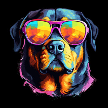 Rottweiler With Glasses - Unisex Premium Cotton T-Shirt Design