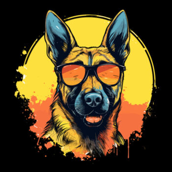 Belgian Malinois With Glasses - Unisex Premium Fleece Crew Sweatshirt Design