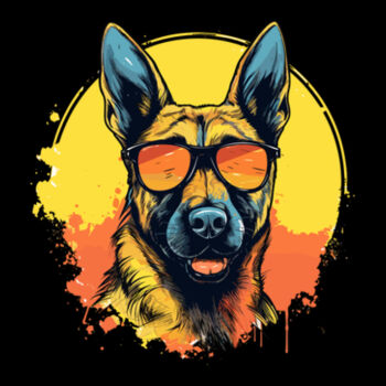 Belgian Malinois With Glasses - Unisex Premium Cotton Long Sleeve T-Shirt Design
