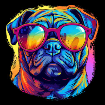 Pug With Glasses - Unisex Premium Fleece Crew Sweatshirt Design
