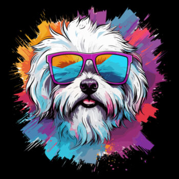 Maltese With Glasses - Unisex Premium Cotton T-Shirt Design