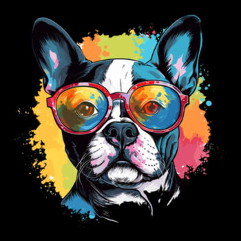 Boston Terrier With Glasses - Youth Jersey Short Sleeve Tee Design