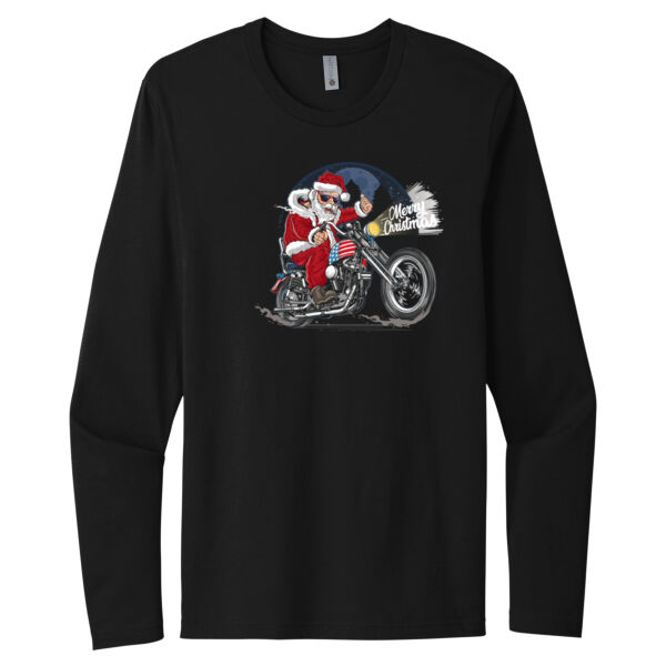 Biker Santa - Unisex Premium Cotton Long Sleeve T-Shirt Thumbnail