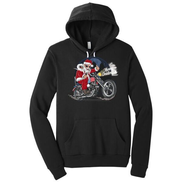 Biker Santa - Unisex Premium Fleece Hooded Sweatshirt Thumbnail
