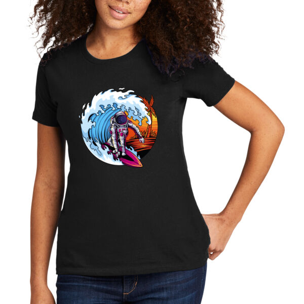 Surfing Astronaut - Women's Premium Cotton T-Shirt Thumbnail