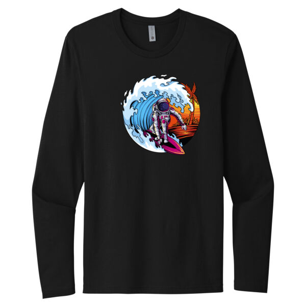 Surfing Astronaut - Unisex Premium Cotton Long Sleeve T-Shirt Thumbnail