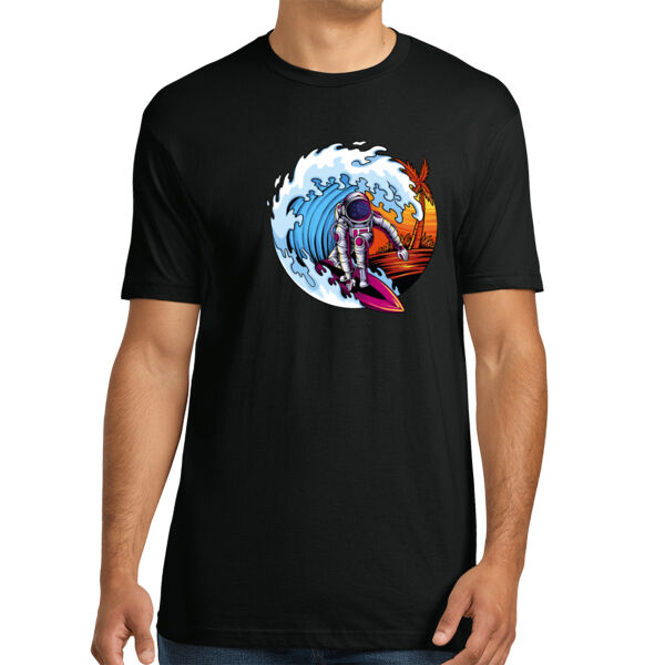 Surfing Astronaut - Unisex Premium Cotton T-Shirt Thumbnail