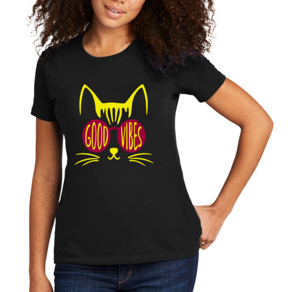Good Vibes Cat - Women's Premium Cotton T-Shirt Thumbnail