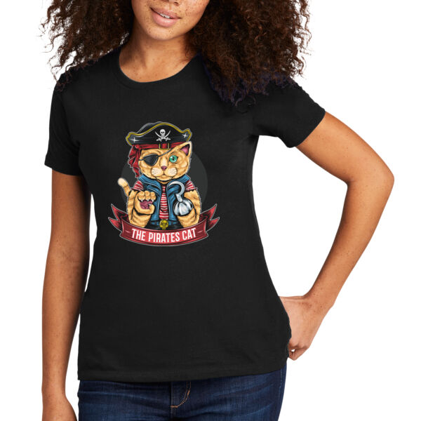 Pirate Cat - Women's Premium Cotton T-Shirt Thumbnail
