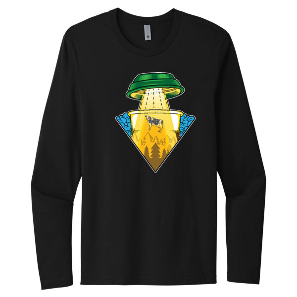 Abducting Cow - Unisex Premium Cotton Long Sleeve T-Shirt Thumbnail