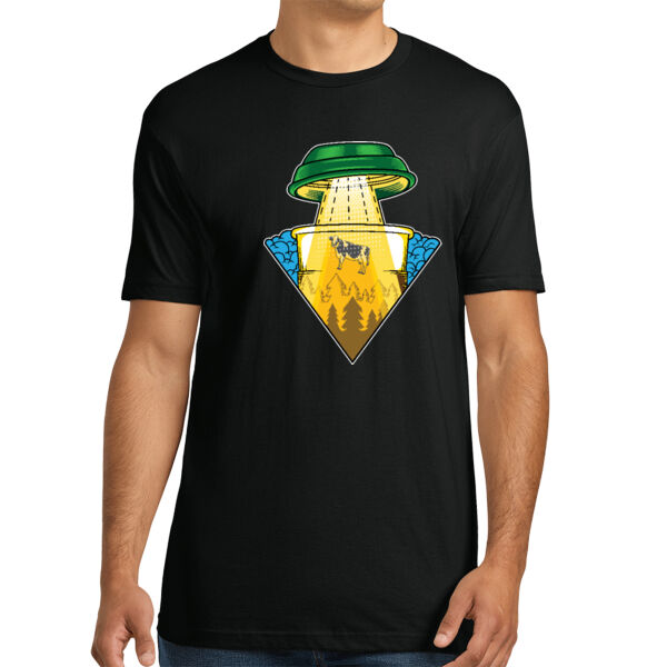 Abducting Cow - Unisex Premium Cotton T-Shirt Thumbnail