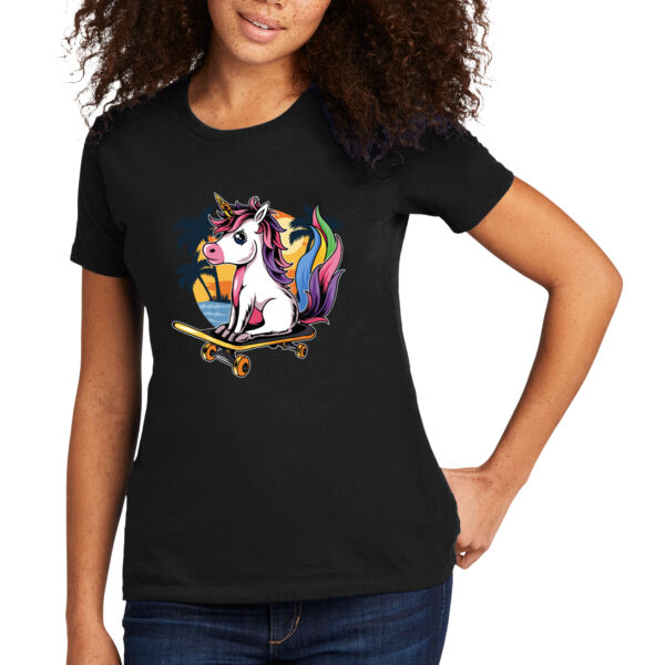 Skateboarding Unicorn - Women's Premium Cotton T-Shirt Thumbnail