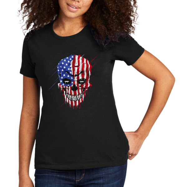USA Skull - Women's Premium Cotton T-Shirt Thumbnail
