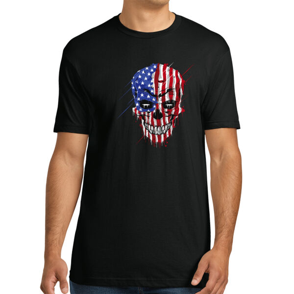USA Skull - Unisex Premium Cotton T-Shirt Thumbnail
