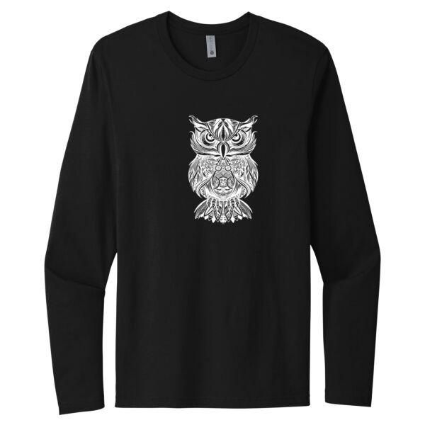 Owl White - Unisex Premium Cotton Long Sleeve T-Shirt Thumbnail