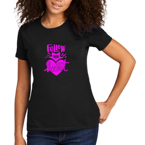 Follow Your Heart Pink - Women's Premium Cotton T-Shirt Thumbnail