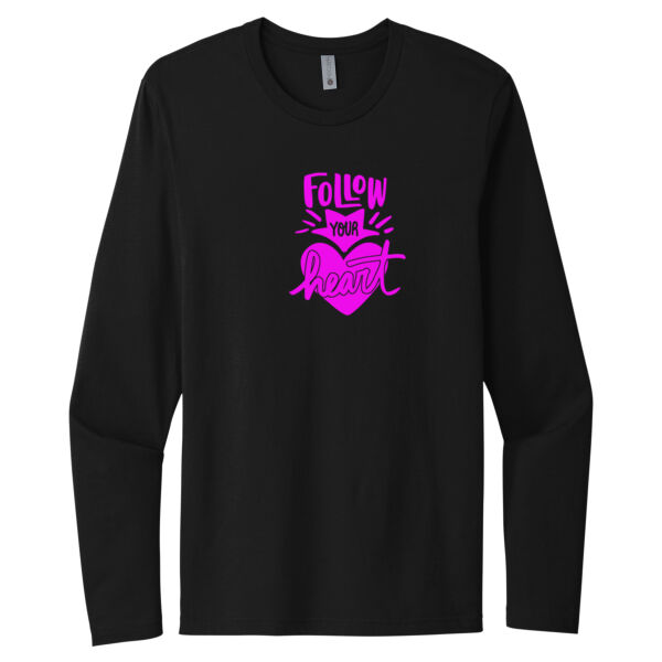 Follow Your Heart Pink - Unisex Premium Cotton Long Sleeve T-Shirt Thumbnail