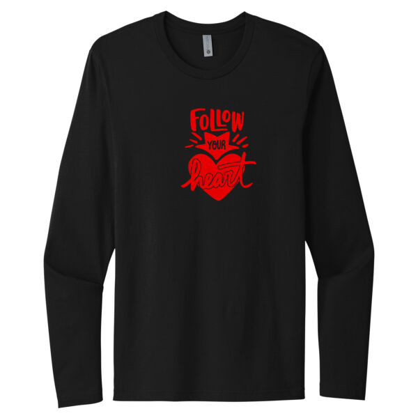 Follow Your Heart Red - Unisex Premium Cotton Long Sleeve T-Shirt Thumbnail