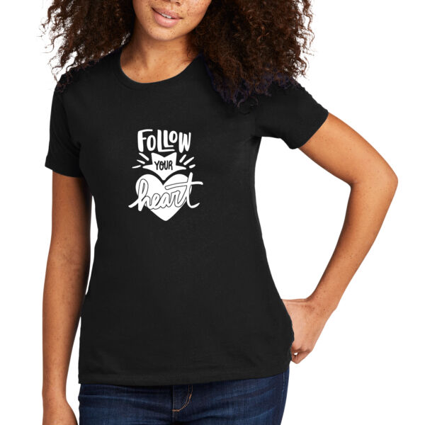 Follow Your Heart White - Women's Premium Cotton T-Shirt Thumbnail