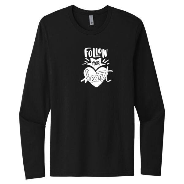 Follow Your Heart White - Unisex Premium Cotton Long Sleeve T-Shirt Thumbnail