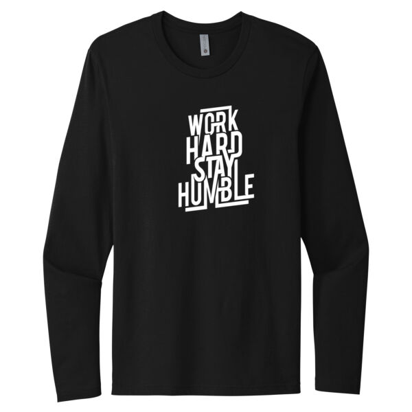 Work Hard White - Unisex Premium Cotton Long Sleeve T-Shirt Thumbnail