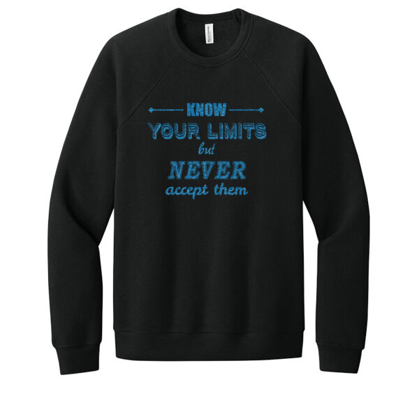 Know Your Limits Blue - Unisex Premium Fleece Crew Sweatshirt Thumbnail