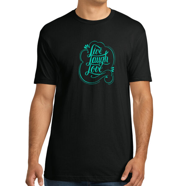Live Laugh Love Teal - Unisex Premium Cotton T-Shirt Thumbnail