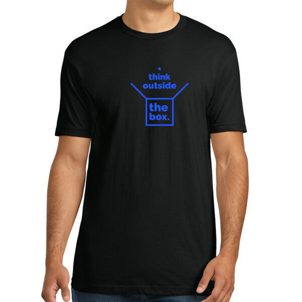 Think Outside The Box Blue - Unisex Premium Cotton T-Shirt Thumbnail