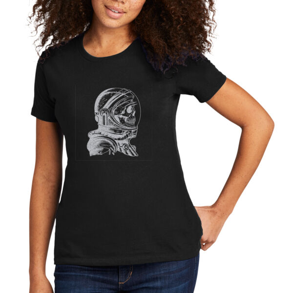 Skeleton Astronaut Silver - Women's Premium Cotton T-Shirt Thumbnail
