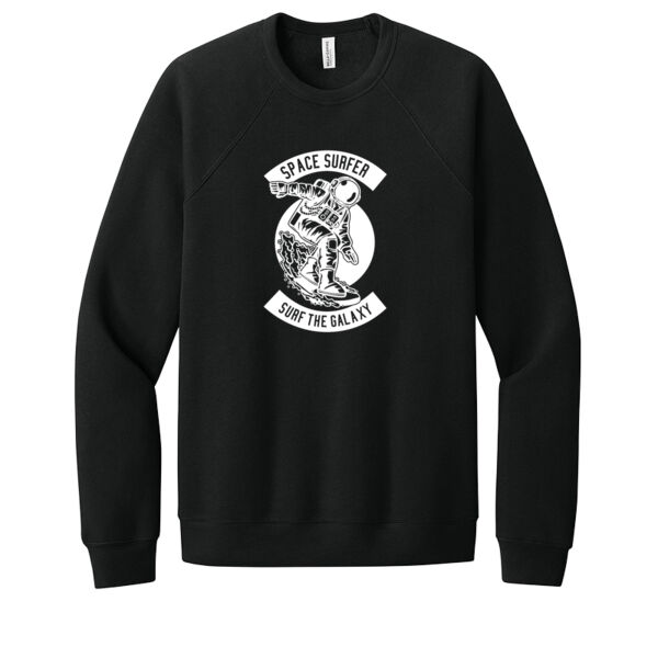 Space Surfer White - Unisex Premium Fleece Crew Sweatshirt Thumbnail