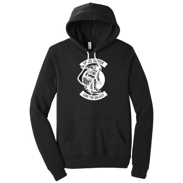 Space Surfer White - Unisex Premium Fleece Hooded Sweatshirt Thumbnail